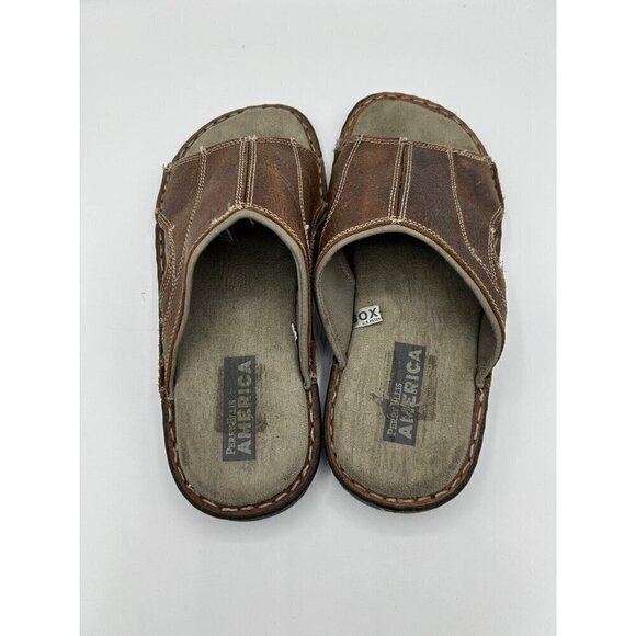Perry Ellis America Vtg Sandals Slides Brown Men’s Beach Comfort Travel Size 7 - Picture 4 of 11